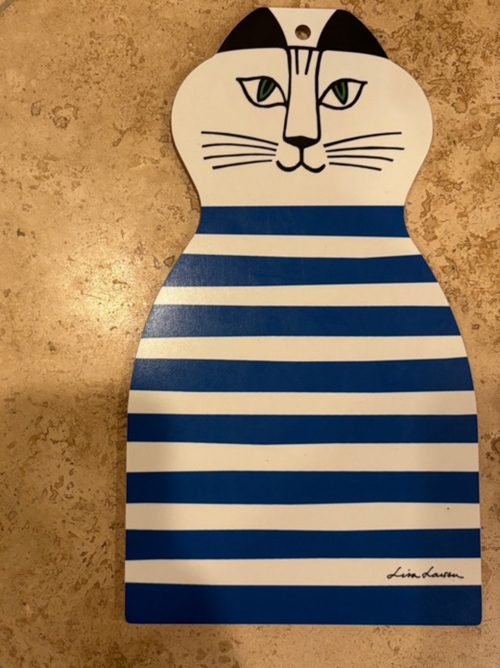 Striped Blue & White Cat-Shaped Pet Toy Mat